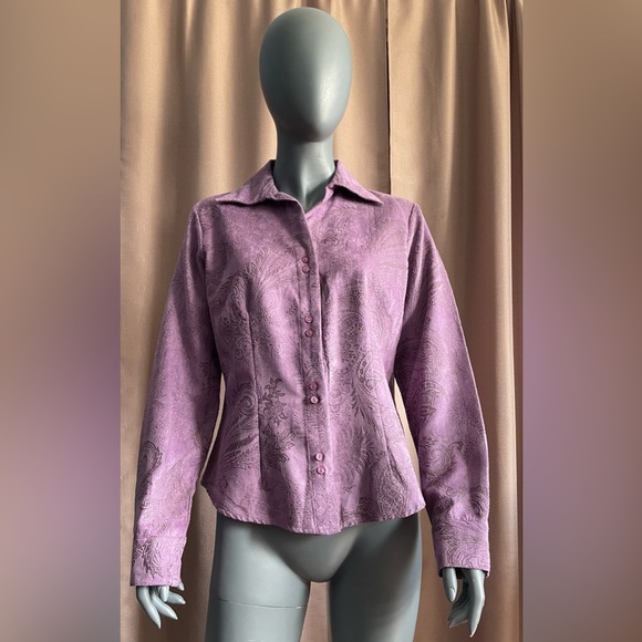 NWT Lemon Grass Medium Purple Long Sleeve Fitted Button Down Shirt - Picture 1 of 6